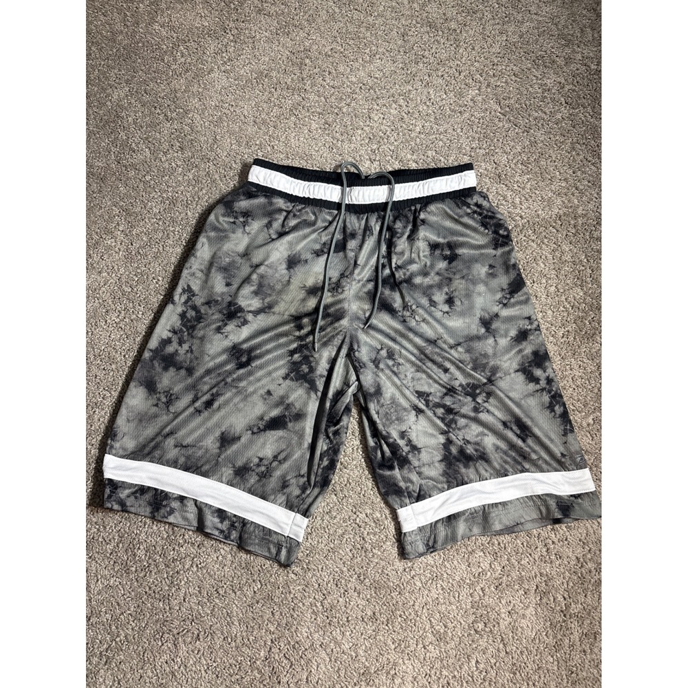 Pro Player Mens size M Grey Black Tie Dye Mesh Basketball Shorts Athletic